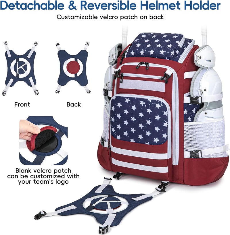 KAVIGOR Catchers Gear Bag, 80L Baseball/Softball Backpack Holds 2 Sets of Gear with Shoe Compartment, Helmet Holder & Cooler Pocket - Image 5